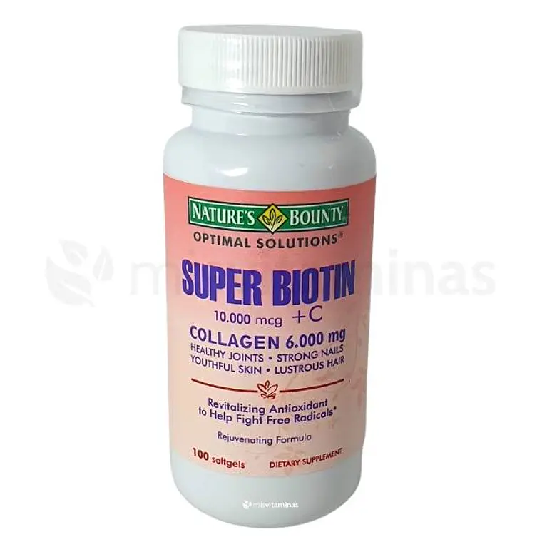 Super Biotin 10000 mcg Colágeno 6.000 mg Nature's Bounty 1