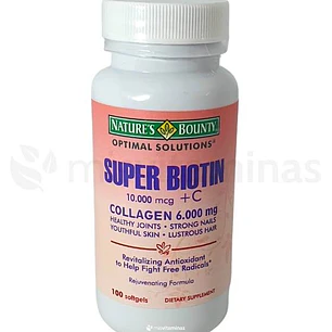 Super Biotin 10000 mcg Colágeno 6.000 mg Nature's Bounty