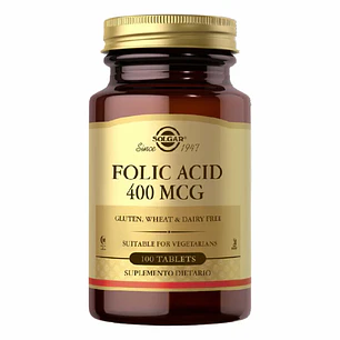 Ácido Fólico 400 mcg Solgar 100 Tabletas