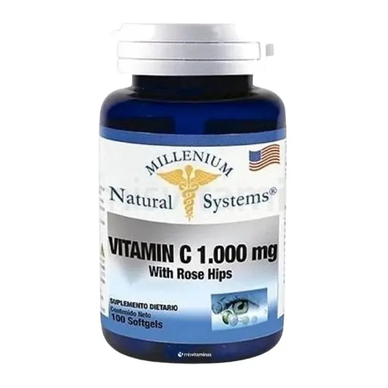 Vitamina C 1000 mg with Rose Hips 100 Softgels Natural Systems 1