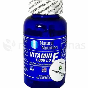 Vitamina E 1000 IU Plus Zinc 60 Cápsulas Natural Nutrition