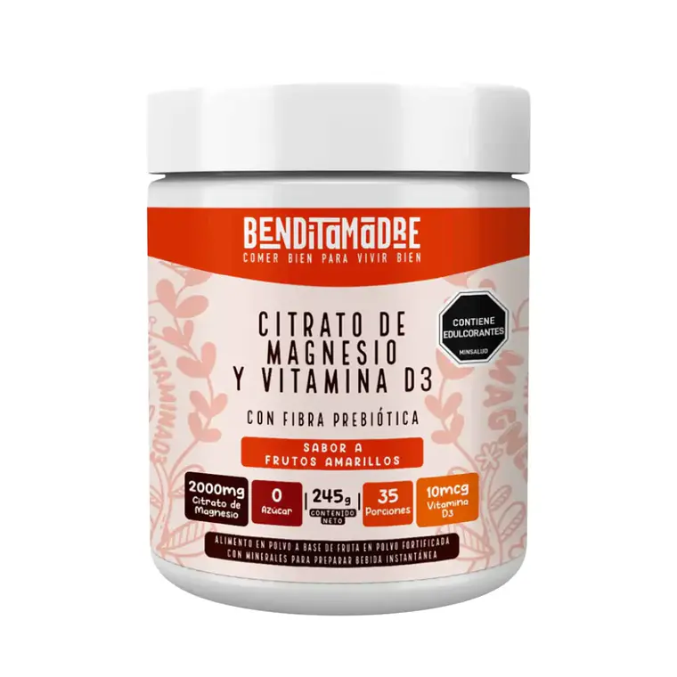 Citrato de Magnesio y Vitamina D3 245grs BenditaMadre 1
