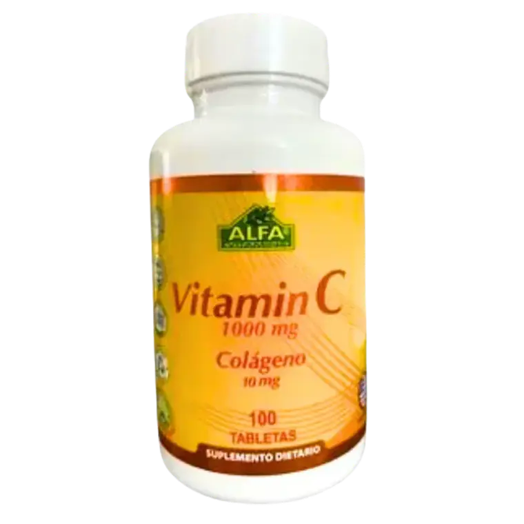 Vitamina C 1000 mg con Colágeno 100 Tabletas Alfa Vitamins 1