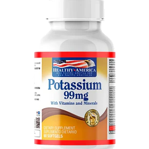 Potasio 99 mg Minerales 60 Softgels Healthy America