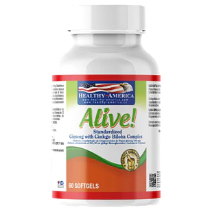Alive Standardized Ginseng con Ginkgo Biloba 60 Softgels Healthy America