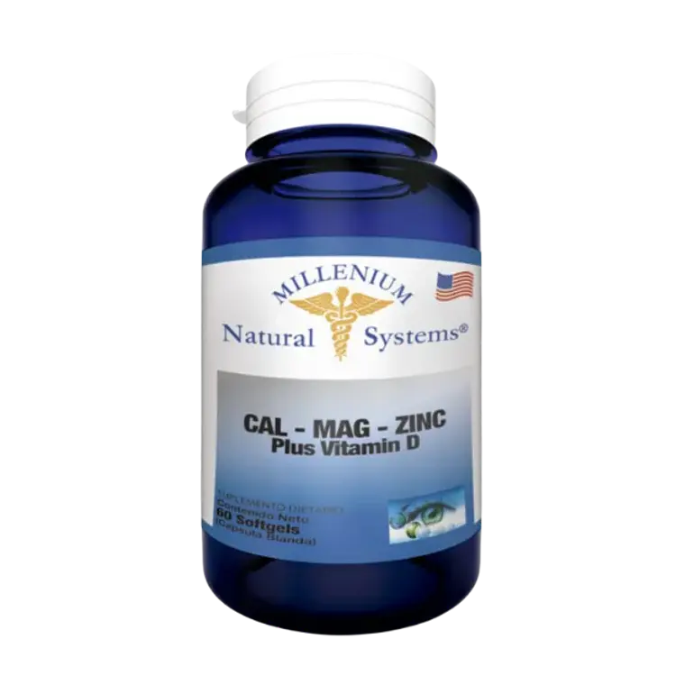Calcio Magnesio Zinc Plus Vitamina D 60 Softgels Natural Systems 1