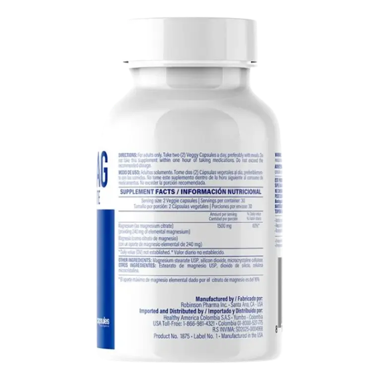 Citramag Magnesium Citrate 1.500 mg Healthy America 60 Veggie Capsulas 2