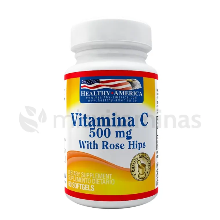 Vitamina C 500 mg Rose Hips Healthy America 100 Capsulas 1