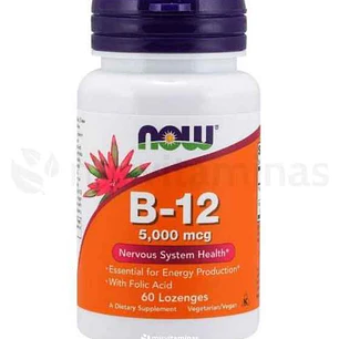 B12 5000 mcg Now Foods 60 Pastillas Masticables
