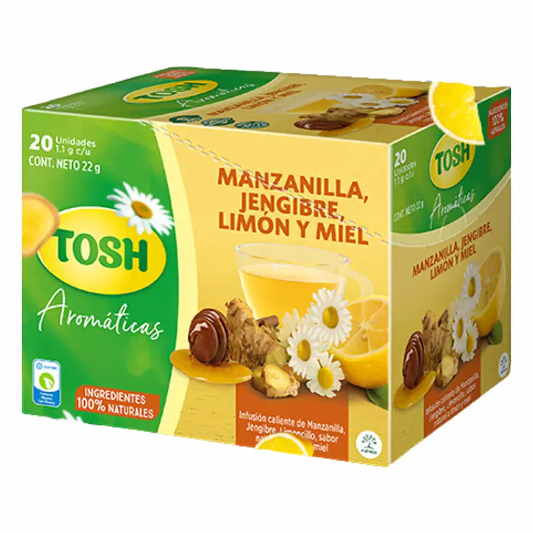 Aromática Manzanilla Jengibre Limón y Miel 20 Unidades Tosh 1