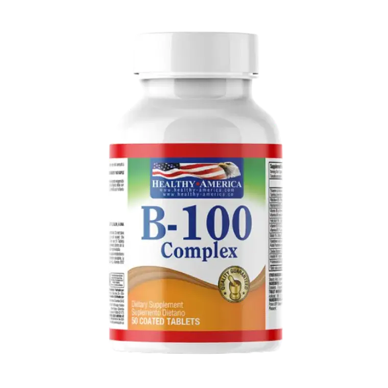 B 100 Complex 50 caplets Healthy America 1