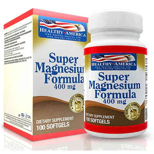 Super Magnesio 400 mg Healthy America 100 Softgels | Aspartato, Lactato y Citrato