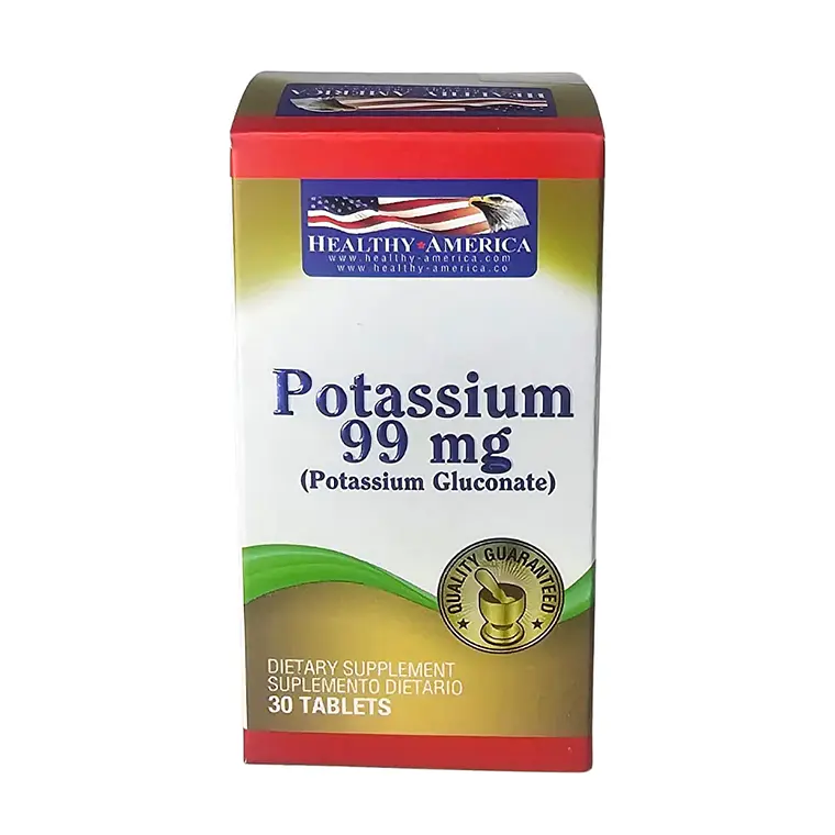 Potassium 99mg 30 caplets Healthy America Potasio 1