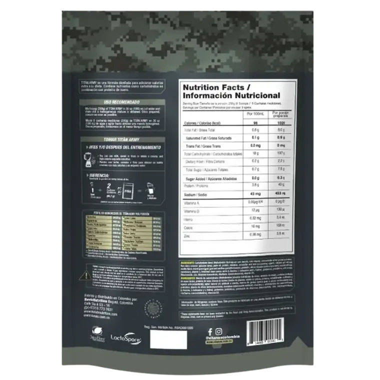 Titan Army 5 Libras Mass Gainer Vitanas Vainilla 2