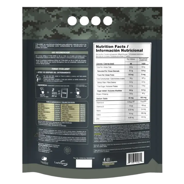 Titan Army 12 Libras Mass Gainer Vitanas 2