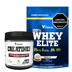 Combo Proteina Whey Elite mas Creatina 100 servicios Vitanas
