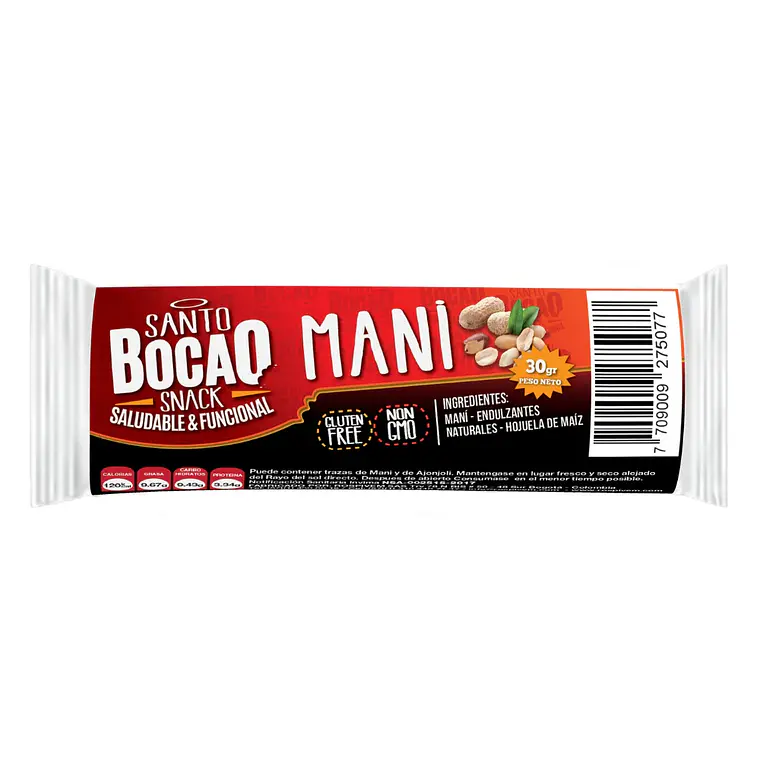 Barra de Maní Snack Paquete 8 Unidades Santo Bocao 1