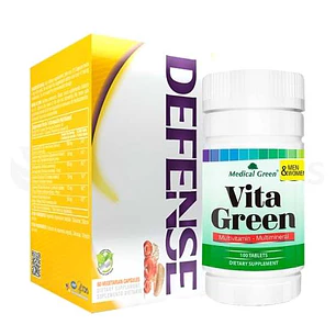 Combo Para Subir Defensas Defense 60 Cápsulas y Vita Green 100 Tabletas