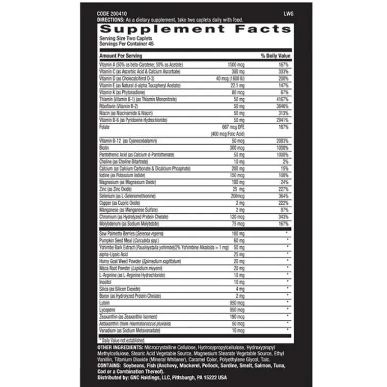 Mega Men Prostate and Virility 90 Caplets GNC 3