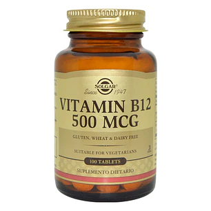 Vitamin B12 500 mcg 100 Tabletas Solgar