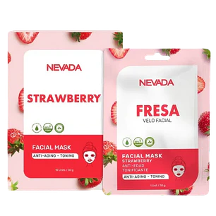 Mascarilla Facial Fresa Caja 10 unidades Nevada