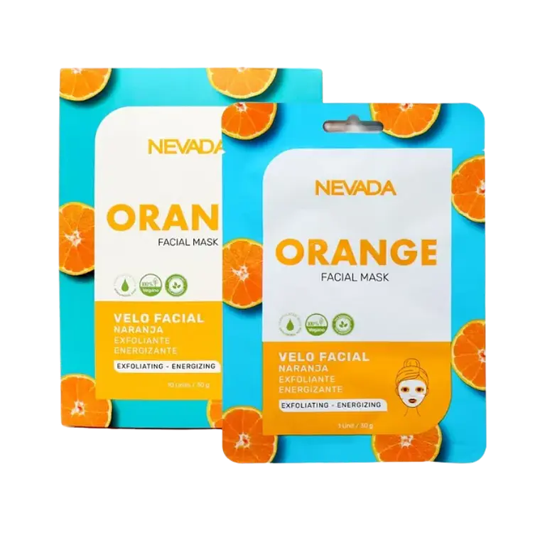 Mascarilla Facial Naranja Caja 10 Unidades Nevada 1