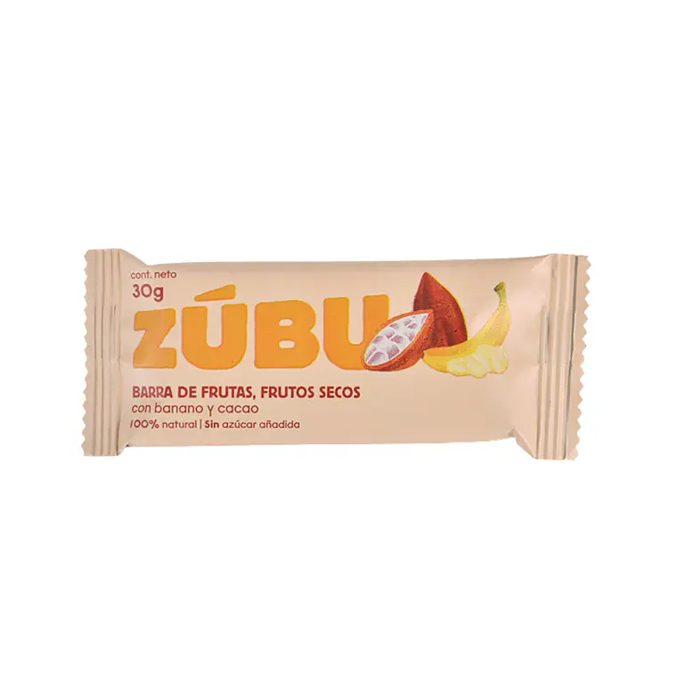 Barra de Frutas y Frutos Secos Banano y Cacao 30 g Zúbu 1