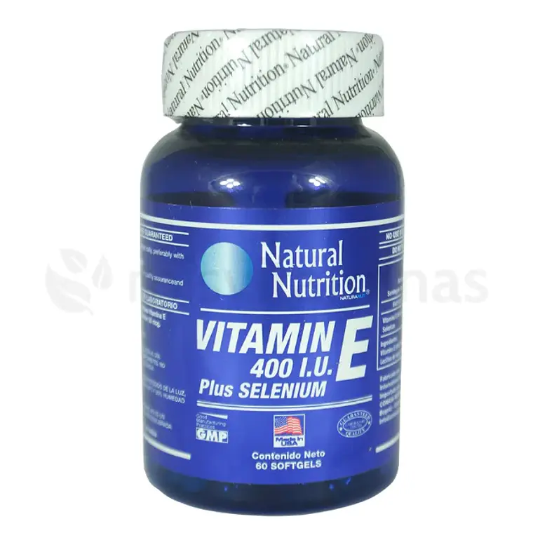 Vitamina E 400 IU Plus Selenium 60 Softgels Natural Nutrition 1