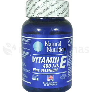 Vitamina E 400 IU Plus Selenium 60 Softgels Natural Nutrition