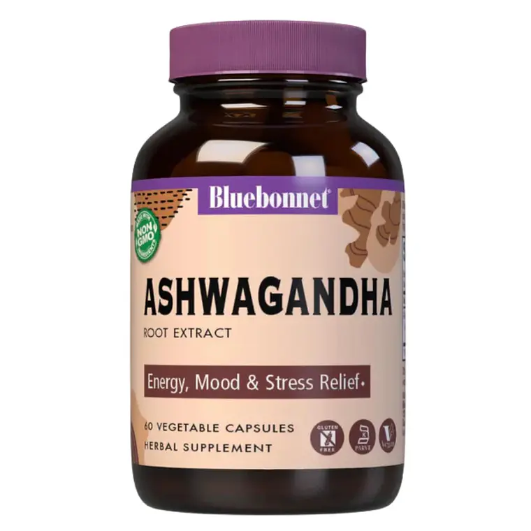 Ashwagandha Extracto de Raíz 60 Cápsulas Bluebonnet 1