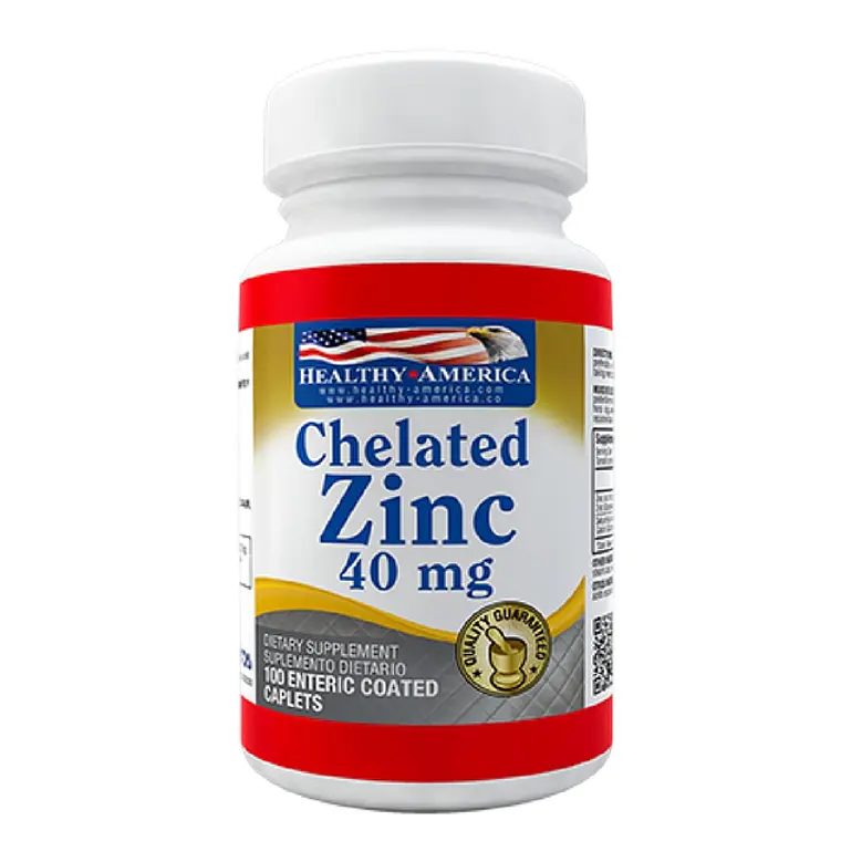Chelated Zinc 40 mg 100 Tabletas Healthy America 1