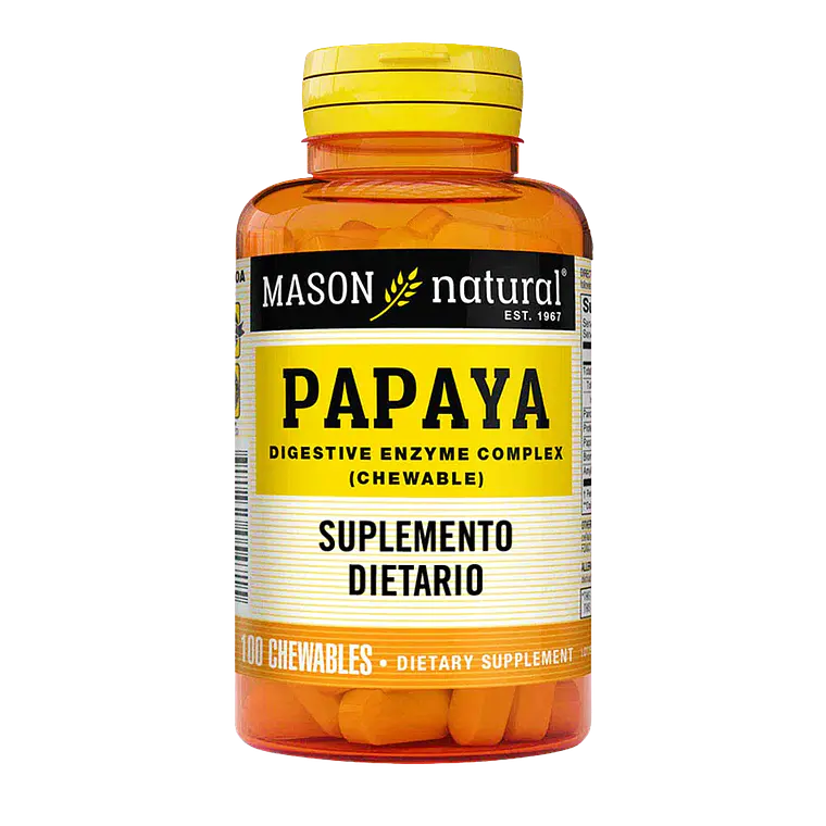 Papaya Enzimas Digestivas Mason Natural 100 tabletas Masticables 1