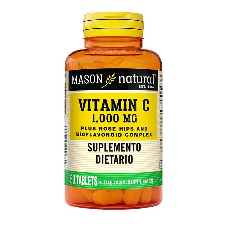 Vitamina C 1000 mg Rose Hips 60 Tabletas Mason Natural 1
