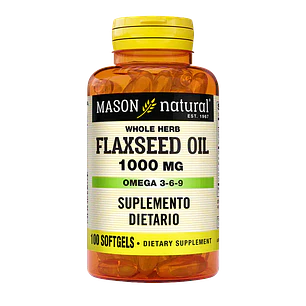 Flaxseed Oil 1000 mg 100 Softgels Mason Natural