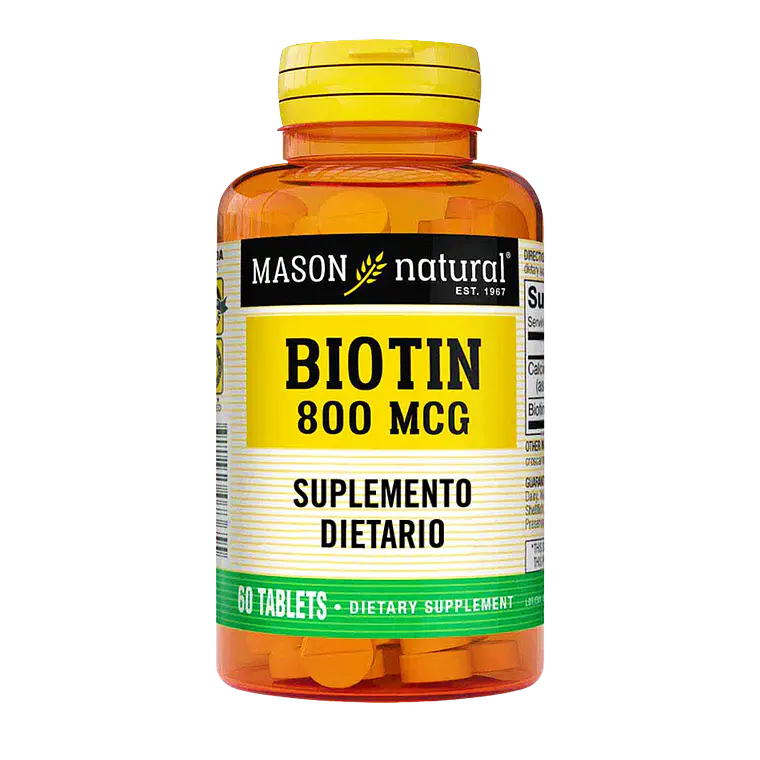 Biotin 800 mcg 60 Tabletas Mason Natural 1