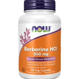 Berberina HCL 500 mg Now 90 Cápsulas