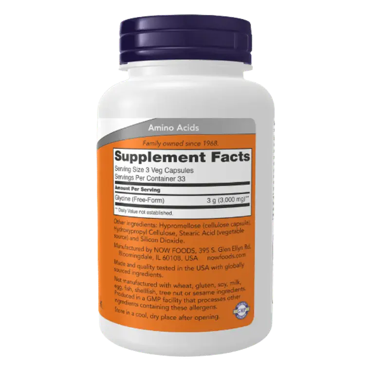 Glicina 1000 mg NOW 100 Cápsulas 2