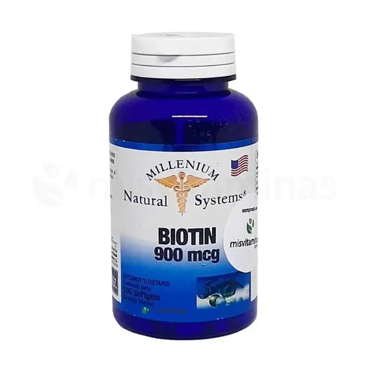 Biotin 900 mcg Millenium Natural Sytems 100 Softgels 1