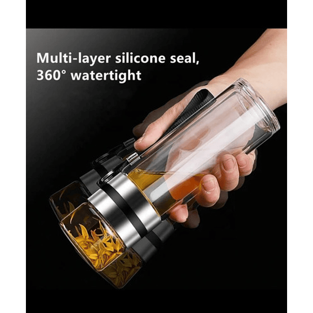 Pack Infusor Vidrio Doble Camara Con Filtro De Acero Inox.