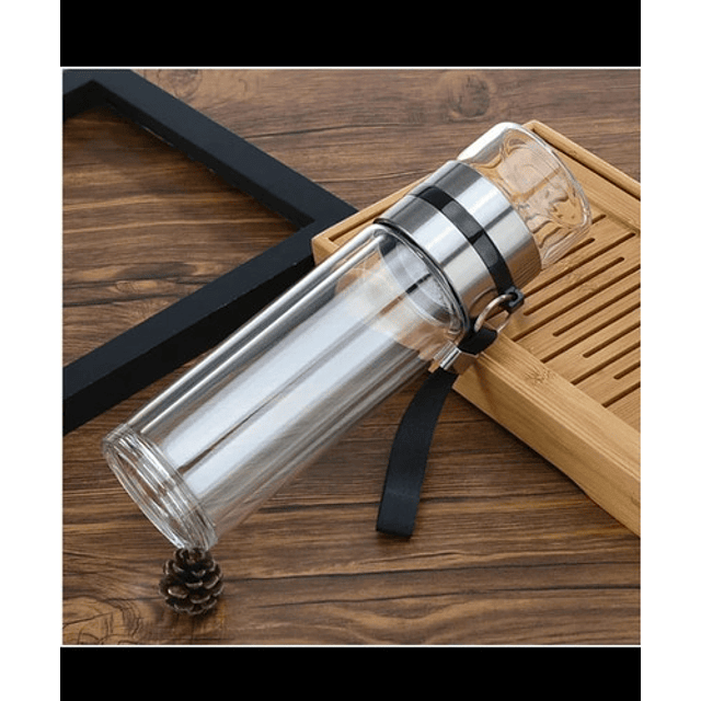 Pack Infusor Vidrio Doble Camara Con Filtro De Acero Inox.