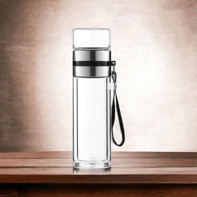 Pack Infusor Vidrio Doble Camara Con Filtro De Acero Inox.