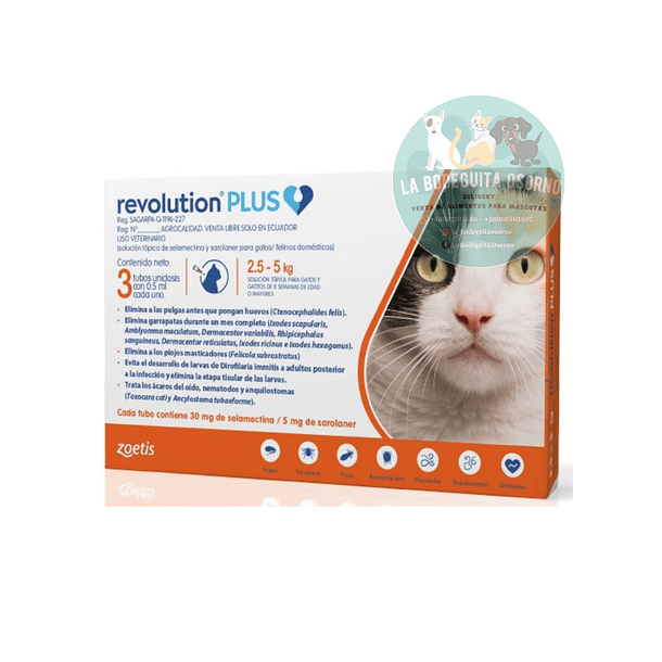 Revolution Plus 1,25 - 2,5 kg (antiparasitario Interno y Externo) 2