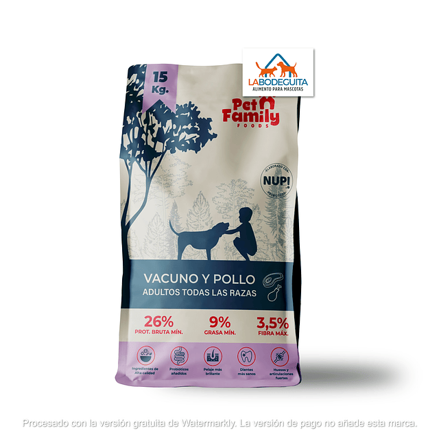 Pet Family Adulto Vacuno y Pollo 15 kg
