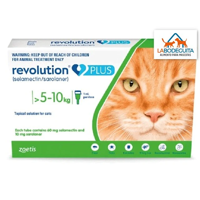 Revolution Plus Gatos 5 a 10 kg – Antiparasitario Pipeta