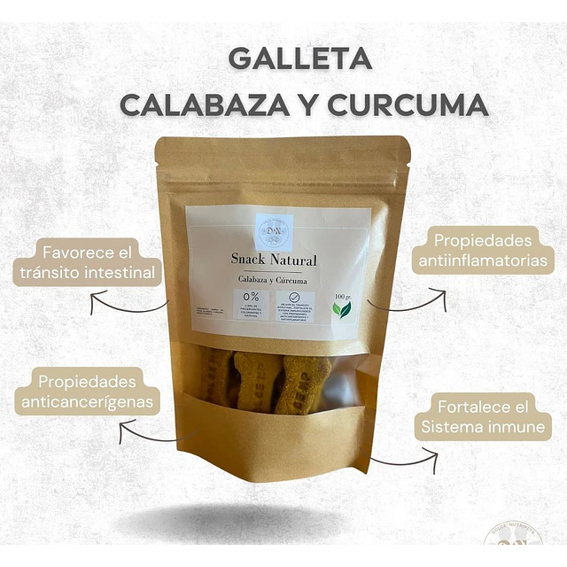 Galletas  Sabor Calabaza y Curcuma 100 gr