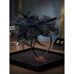 Tocado de Gala con Lazos Texturizados y Plumas