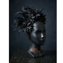 Tocado de Gala Corona Floral y Plumas