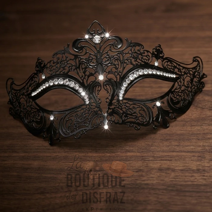 Set de Máscaras Venecianas de Filigrana Negra con Pedrería 2