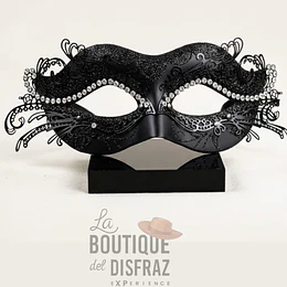 Máscara Veneciana de Lujo - Colección Venezia Luxe Negra