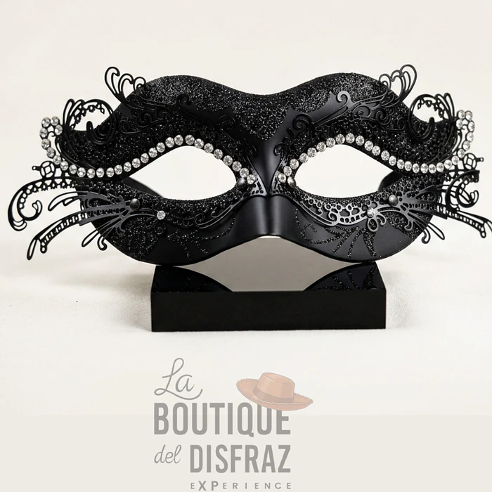 Máscara Veneciana de Lujo - Colección Venezia Luxe Negra